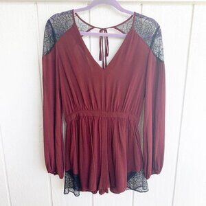 Urban Outfitters Kimchi Blue Maroon Lace Romper Women's Size 4